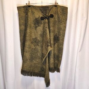 Ashley Stewart Olive Green Raw Hem Wrap Midi Skirt Size 20